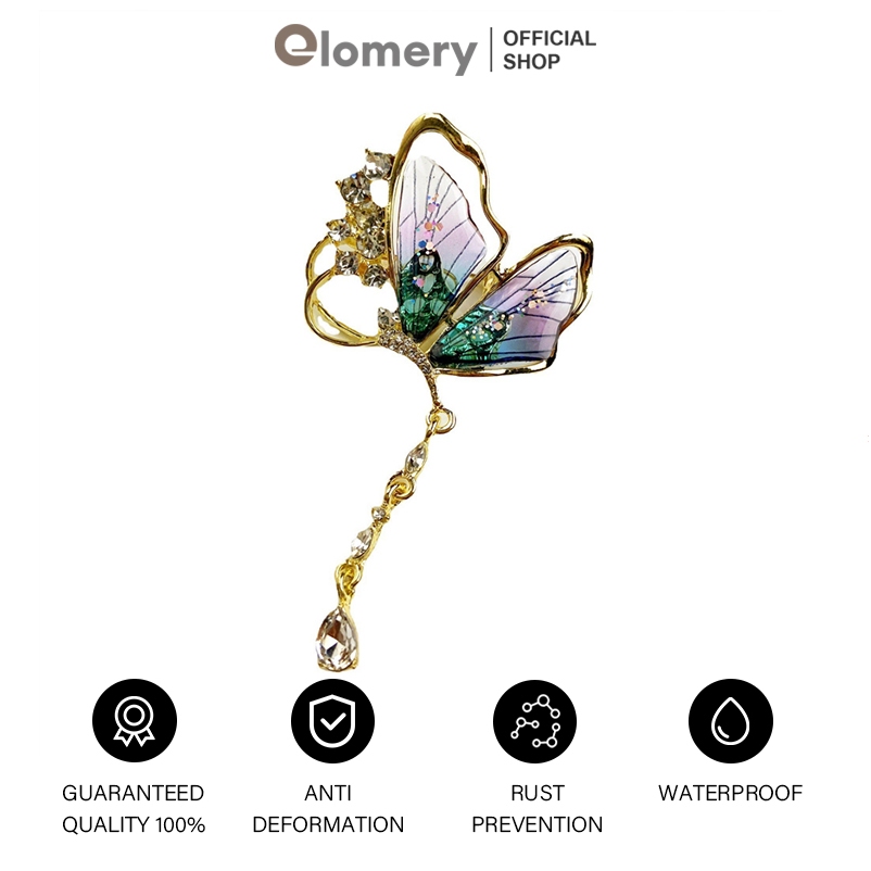 Elomery Butterfly Brooch High-end Temperament Tassel Exquisite Metal Pin