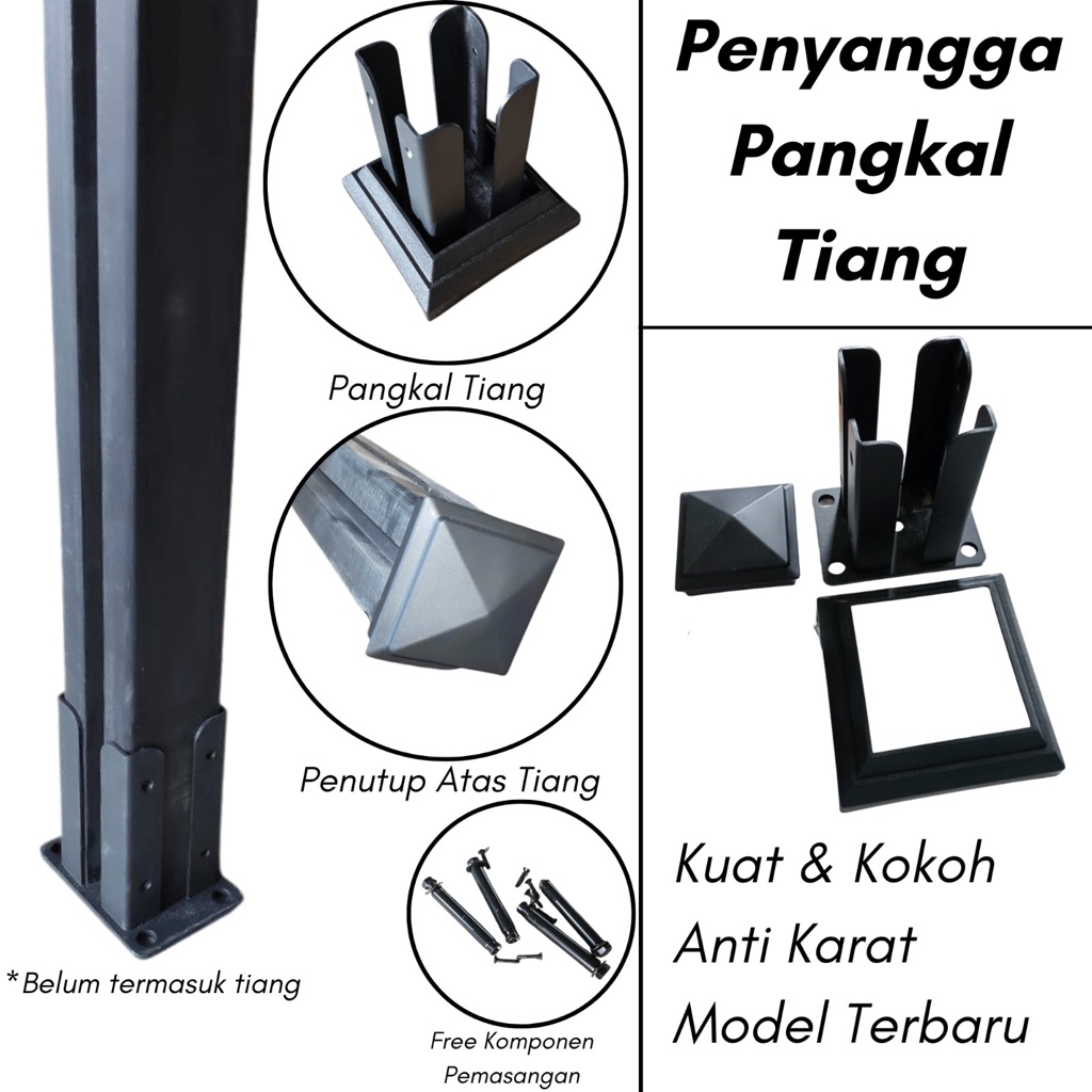 Backet Dudukan Tiang WPC Outdoor Besi Pagar dan Tiang WPC