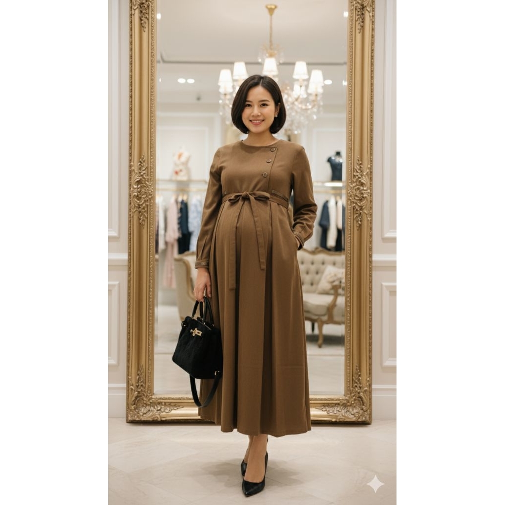 GAMIS KANTOR - BAJU PEMDA BAJU PNS COKLAT (BONIA LIPIT 3 UNTUK IBU HAMIL)