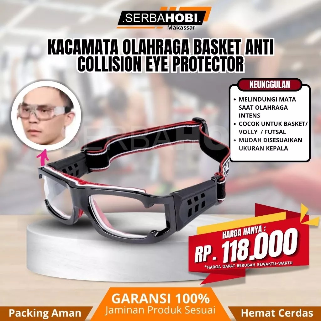 Kacamata Olahraga / Kacamata Basket kuat dan Aman /  Kacamata Olahraga cocok untuk basket maupun Vol