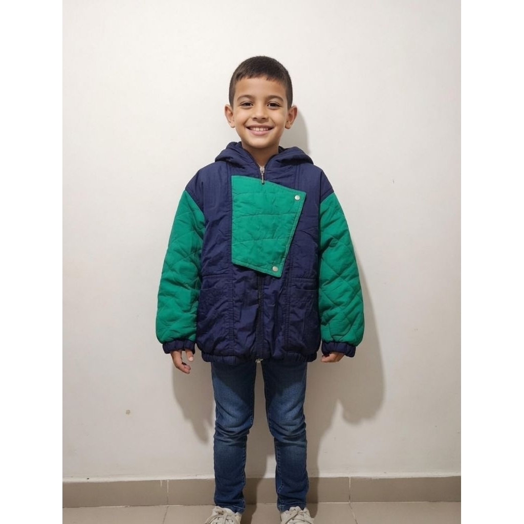 Vintage SkiRacing Jacket - Umur 4-6 Tahun - Warna: Navy  ijo