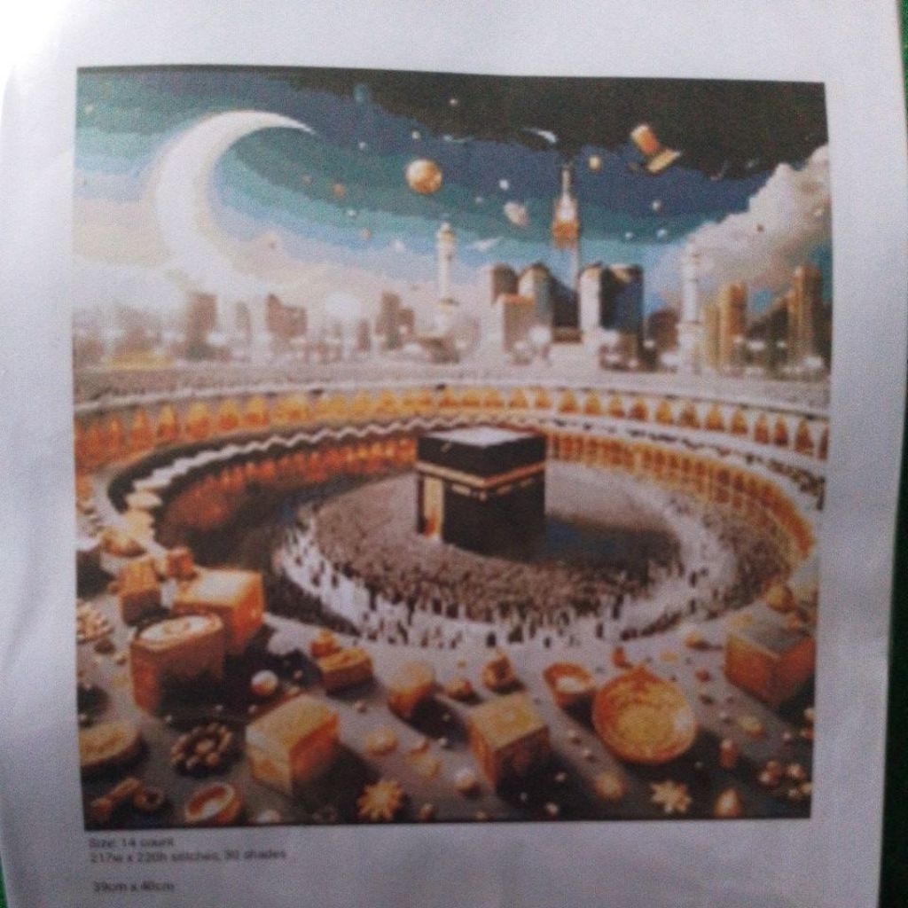 paket kristik gambar kabah 14ct polos