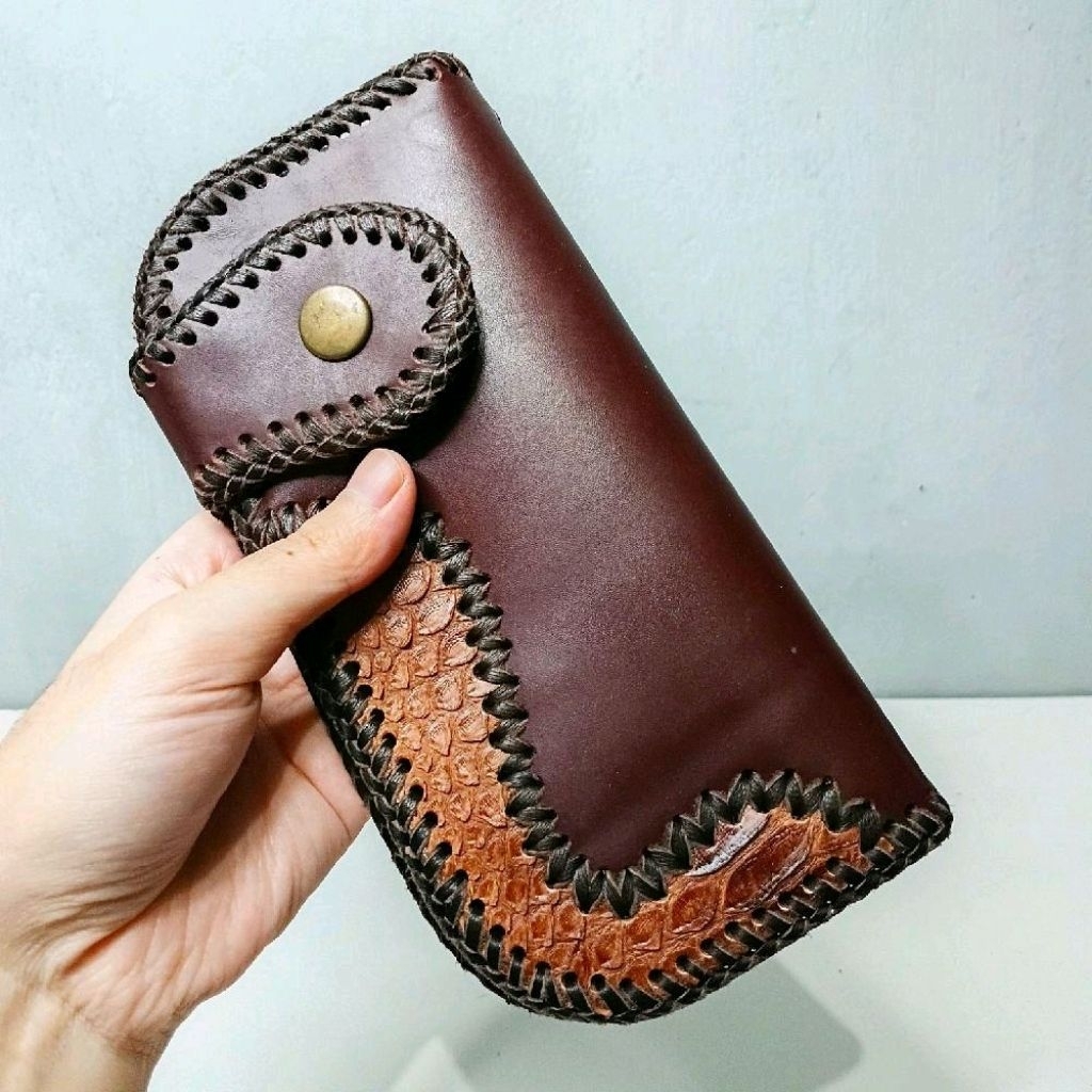 Dompet Kulit Asli Handmade Vintage – Model Long Wallet Pria & Wanita Premium