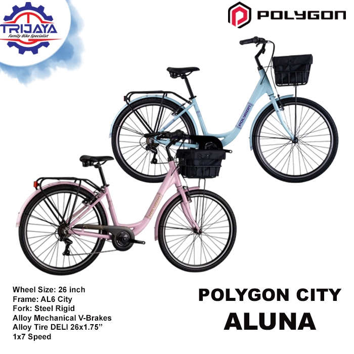 Polygon Aluna City Bike 26 inch Sepeda Keranjang 7 Speed