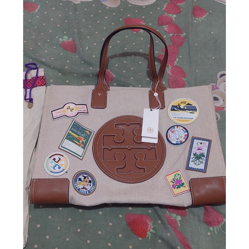PRELOVED - Tas Tory Burch Ella Travel Patches Tote sizenya 43.5 x 33 x 13 cm