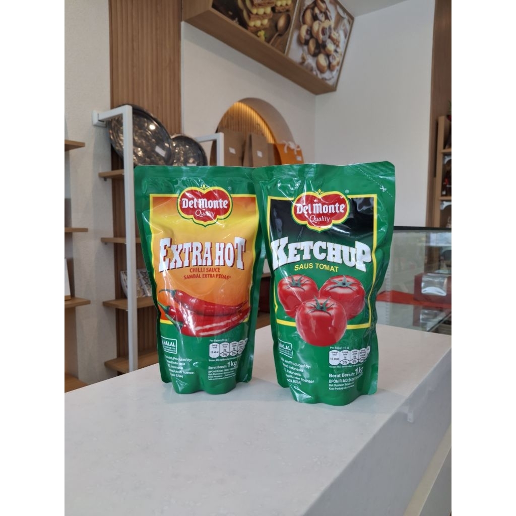 DELMONTE EXTRA HOT & SAUS TOMAT 1 KG / DELMONTE EXTRA HOT POUCH 1 KG / DELMONTE SAUS TOMAT POUCH 1 K