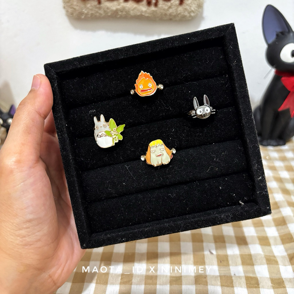 Ring Studio Ghibli / Cincin Totoro / Cincin Jiji / Cincin Calcifer / Cincin Heen