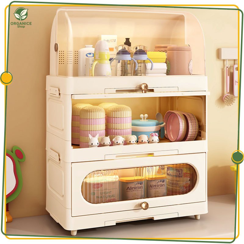 ORG Rak Piring Tertutup Minimalis Rak Piring Tertutup Besar Rak Piring Susun Dilipat Anti Karat