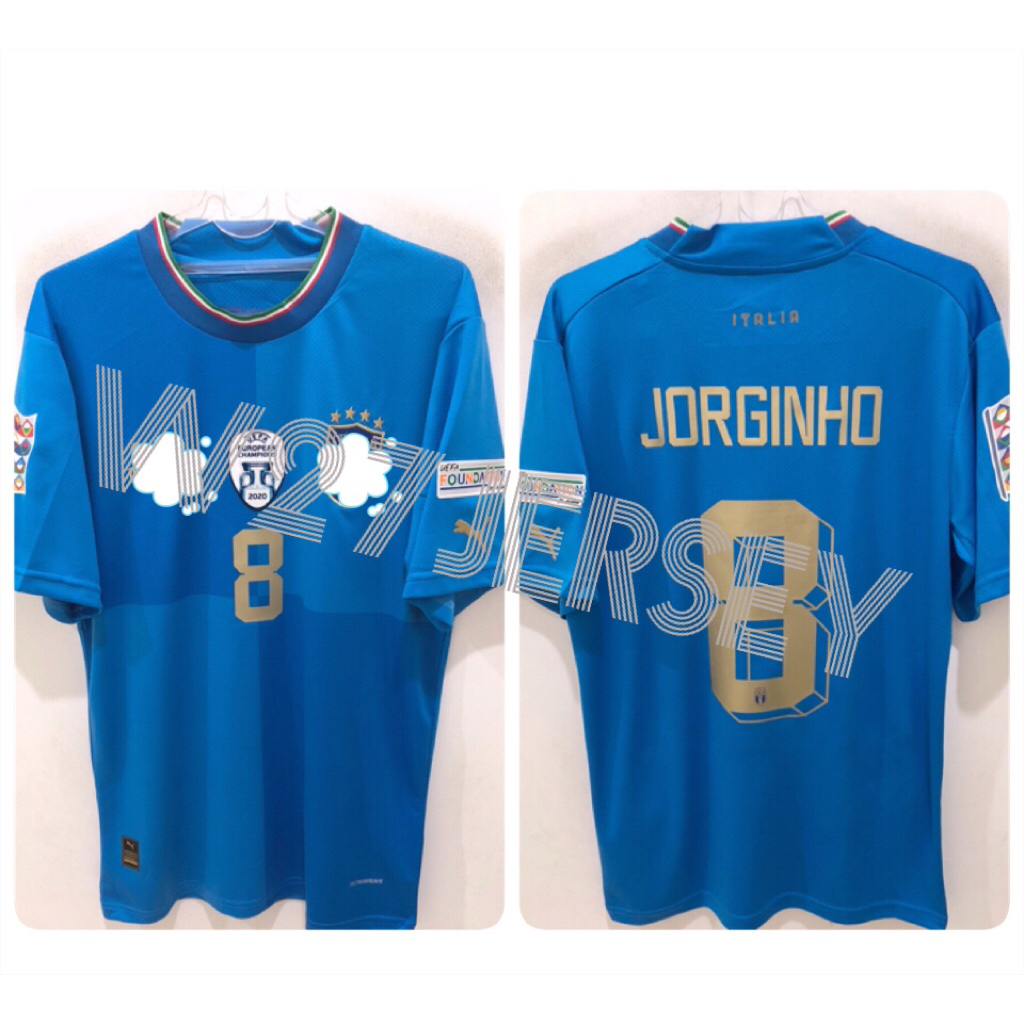 JERSEY ITALY HOME 2020 name player Jorginho + Patch UNL, European Champions 2020
