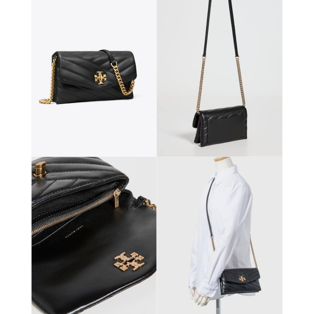 TB Kira Chevron Chain Wallet black bag