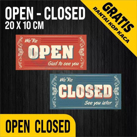 COD,OPEN CLOSED Akrilik siap Pakai/Acrylic Open Closed Design Clasic / Custom-FreeDesign ( A 311 )