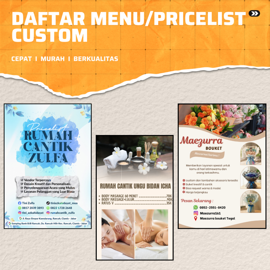 CETAK BUKU MENU PRICELIST / JILID SPIRAL LAMINASI LAMINATING A4 F4 A3 TERMURAH DESAIN CUSTOM