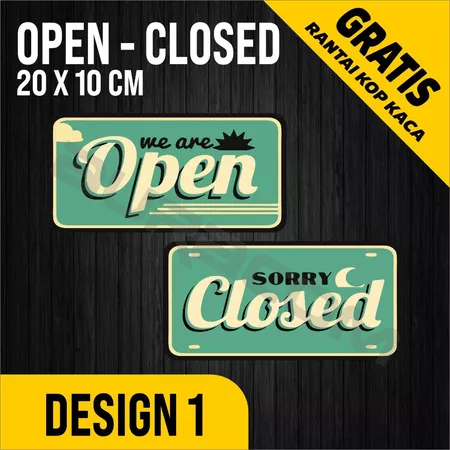 COD,OPEN CLOSED Akrilik siap Pakai/Acrylic Open Closed Design Vintage / Custom-FreeDesign( A 295 )