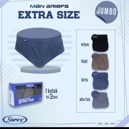 3 pcs CD SOREX pria extra size jumbo 2XL-4XL