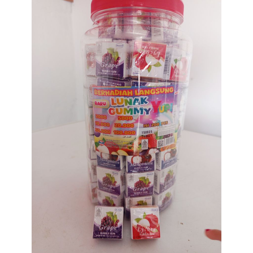 MINIBALL BUBBLE GUM PERMEN KARET JADUL RASA BUAH  Isi 20