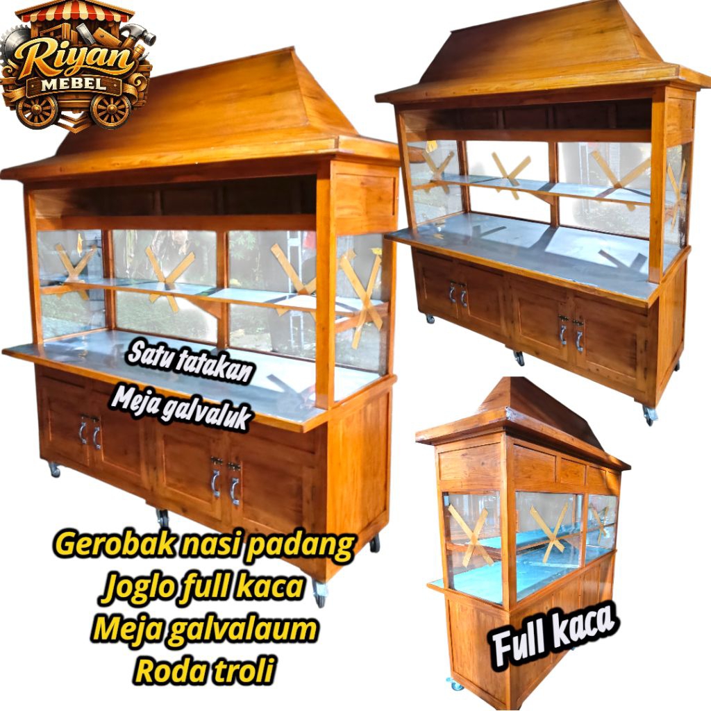 GEROBAK NASI PADANG FULL KACA JOGLO