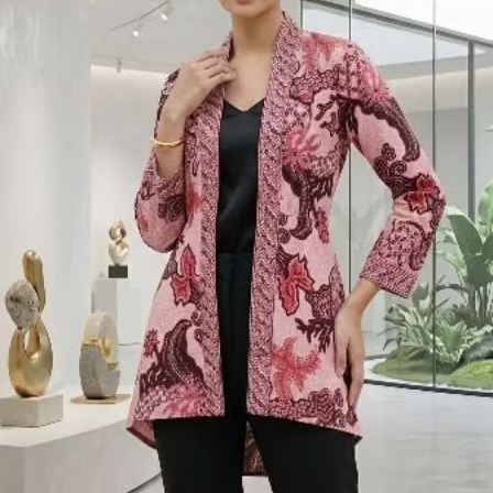 Pink professional batik kebaya outer panjang furing