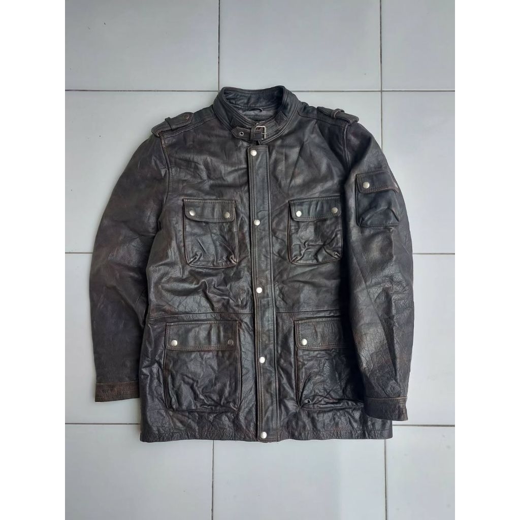 Skipper Jaket Kulit Vintage Parka Leather Field Jacket Classic Retro Rugged Style Jumbo Big Size