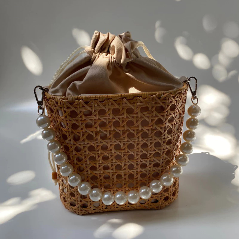 TAS TRUNTUM MUTIARA ROTAN ATE| TAS JINJING| TAS ROTAN | TAS WANITA | TAS MUTIARA | SLING BAG ROTAN