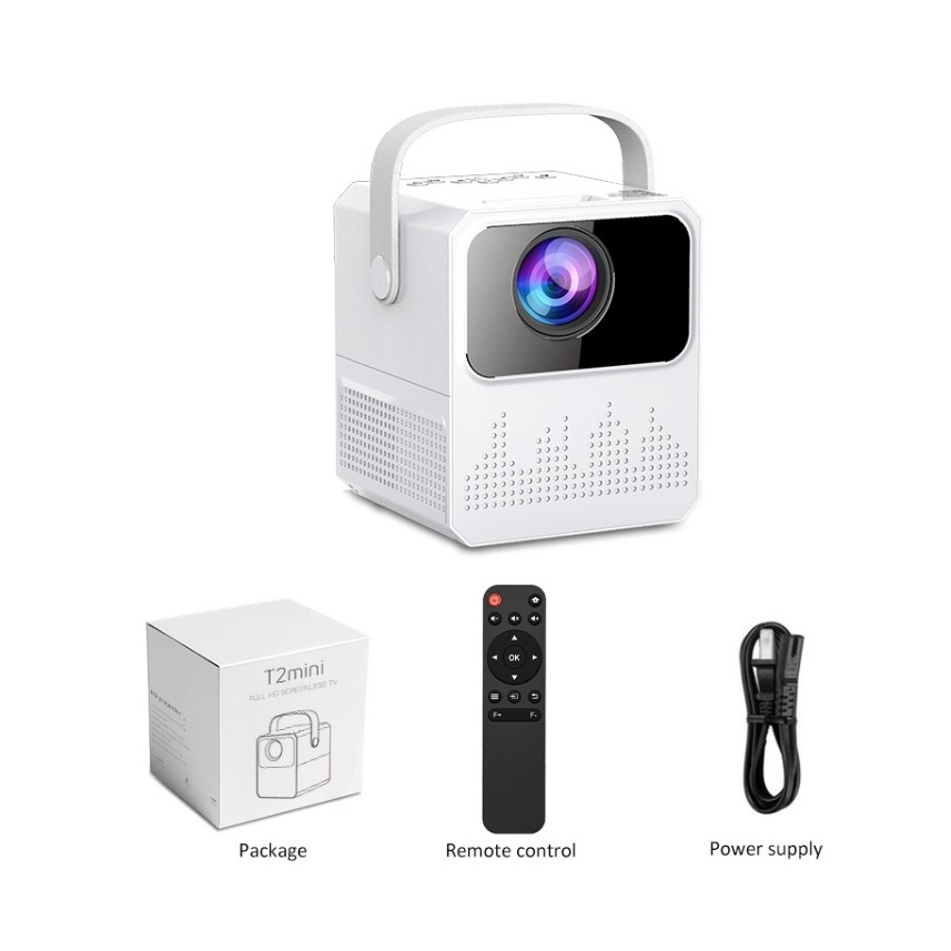 Smart Proyektor Android WIFI Mirroring HP Projector 120ANSI 6000 Lumen - T2mini