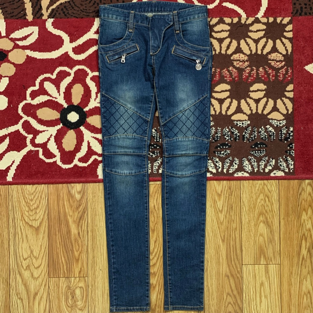 BALMAIN PARIS SKINNY BIKER DENIM PANTS SIZE 27 | BIKER DENIM PANTS BALMAIN | LONGPANTS BIKERS BALMAI