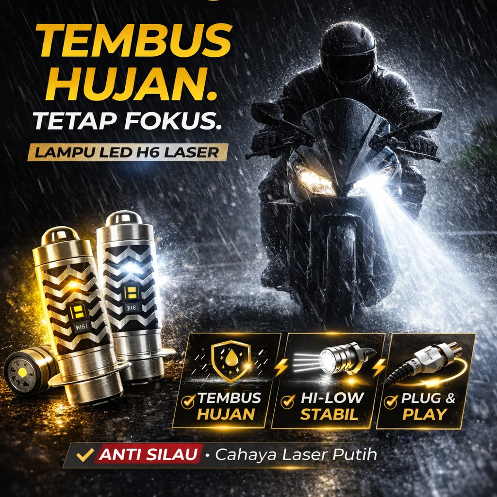 Bola Lampu Depan Laser LED H6 Putih Kuning Motor Supra X 125 Revo Jupiter Beat Vario
