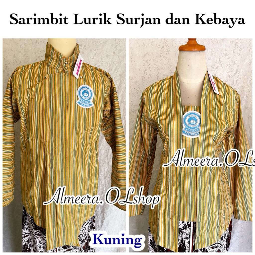 baju adat surjan lurik pria dan kebaya lurik kutubaru wanita TENUN ALUSAN sorjan sarimbit yellow