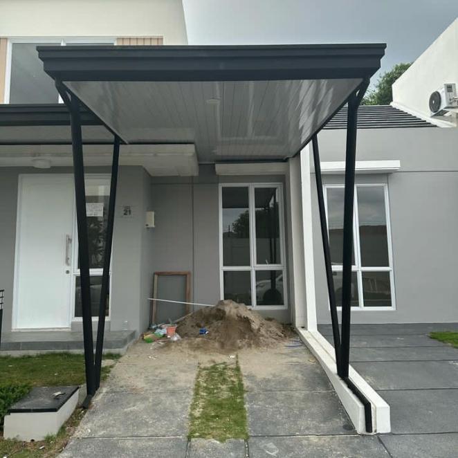 Kanopi Baja Ringan Atap Alderon Rs + PVC Terpasang / Kanopi Baja Ringan