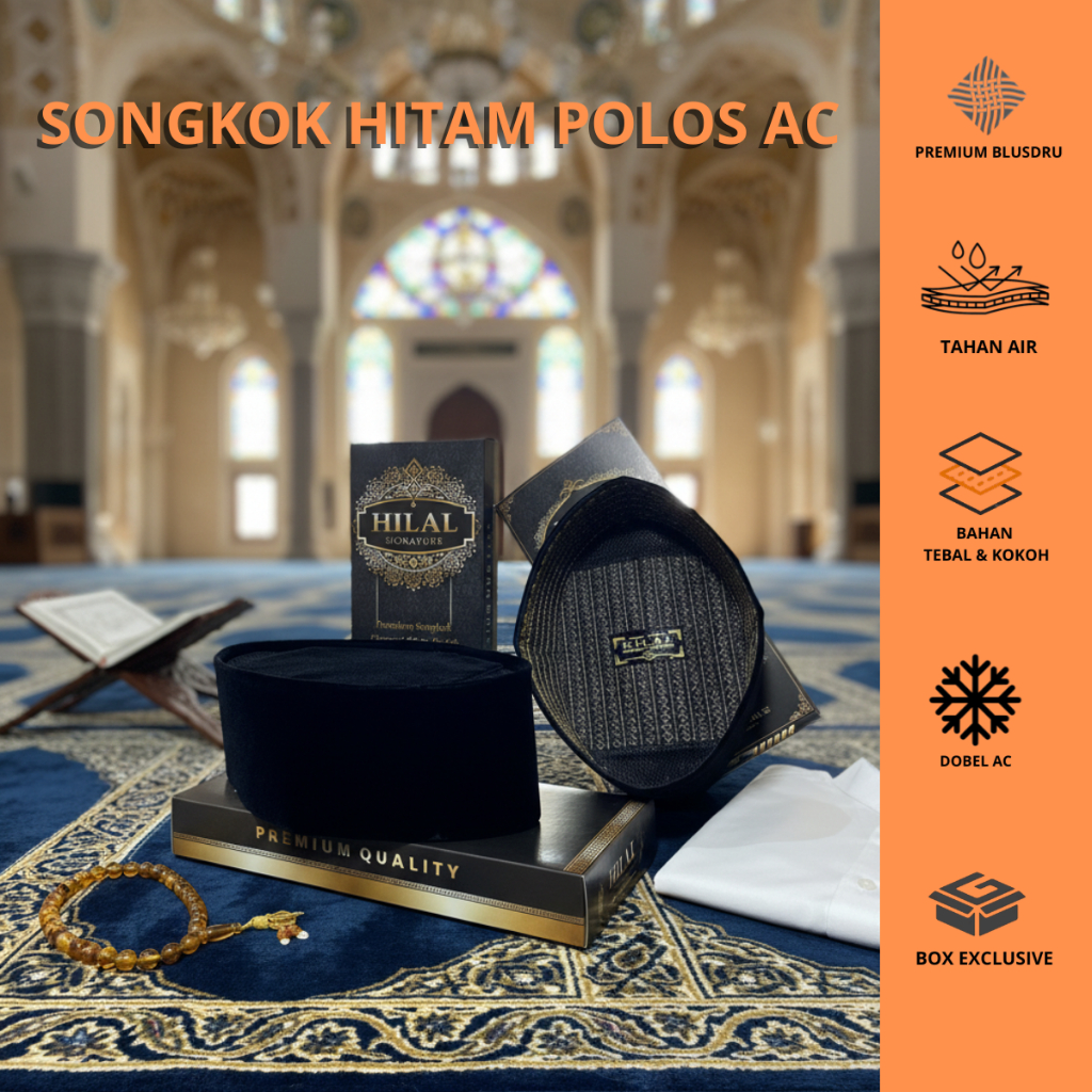 Peci Songkok Classic AC Premium – Peci Hitam Elegan Nyaman Dipakai Hitam Pekat Tahan Air