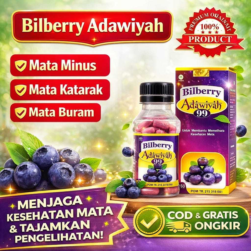 Kapsul Bilberry Adawiyah 99 Original Obat Mata Minus-Plus-Katarak-Buram & Menjaga Menyehatkan Mata