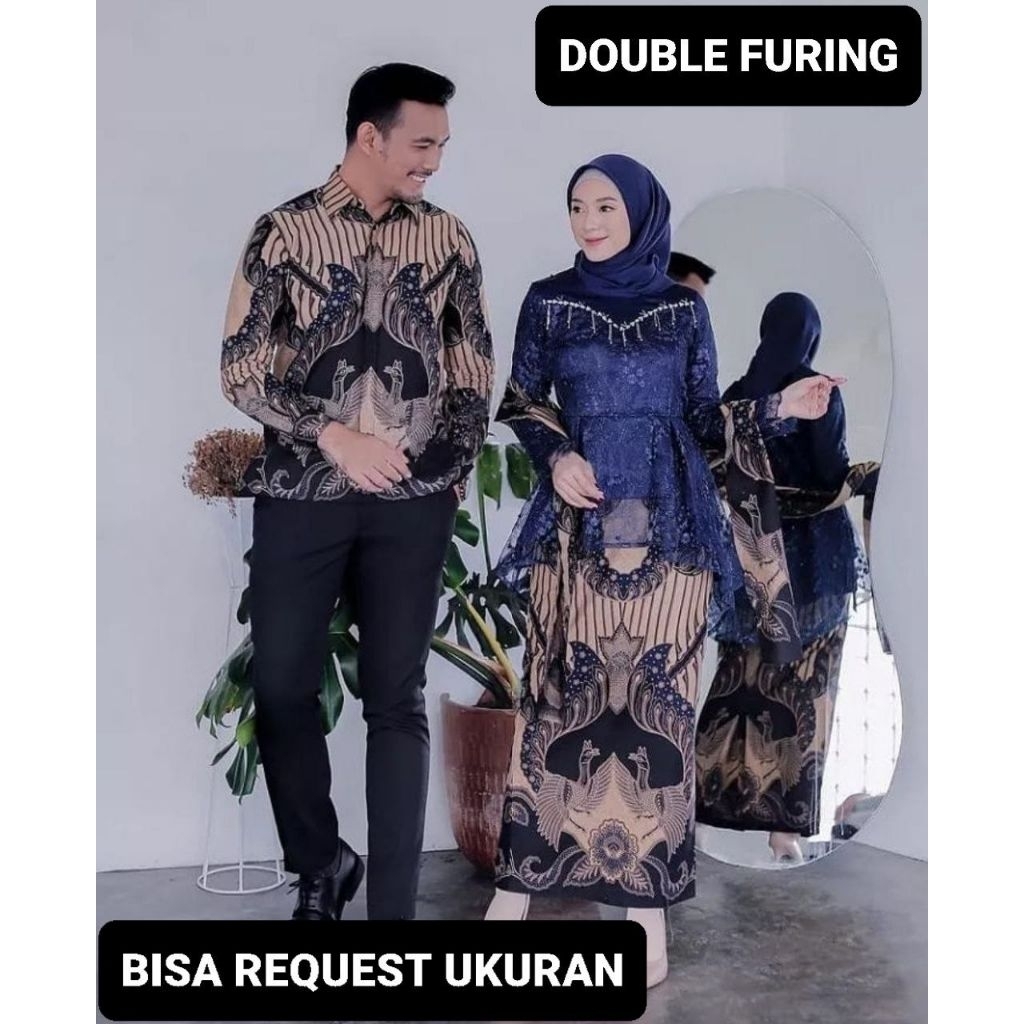 KEMEJA & ROK DOUBLE FURING MOTIF BANGAO PREMIUM / BAJU SERAGAM BATIK COUPLE PASANGAN SARIMBIT KELUAR
