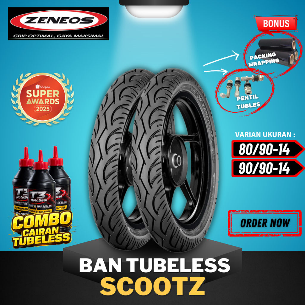 [READY COD] BAN ZENEOS SCOOTZ RING 14 ( 80/90-14 & 90/90-14 ) BAN TUBELESS ZENEOS RING 14 /  BAN MOT