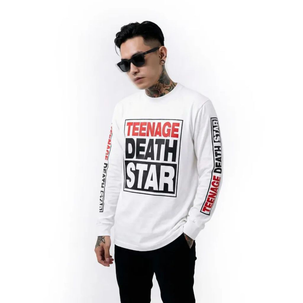TEENAGE DEATH STAR - VISION WHITE - LONGSLEEVE - | TSHIRT DISTRO | T-SHIRT MUSIK | DEATH METAL | KAO