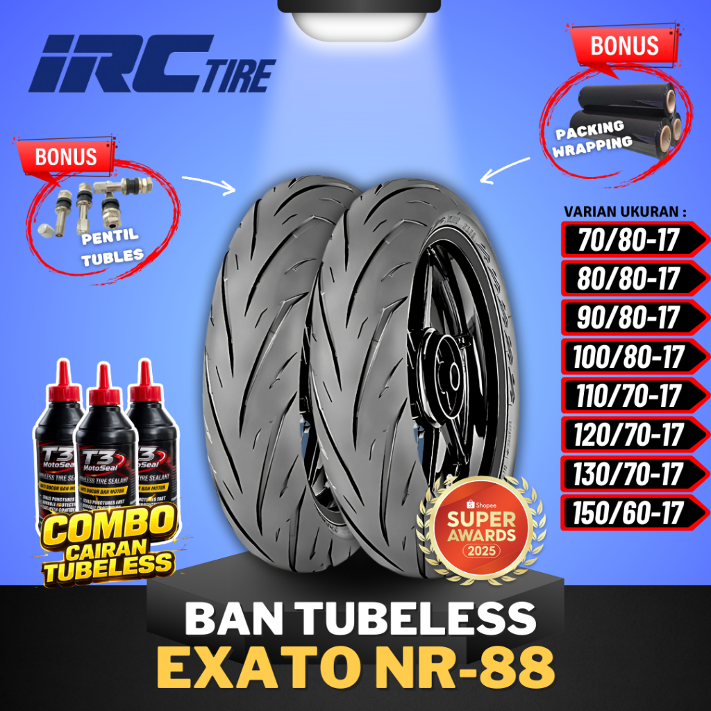 [READY COD] BAN IRC EXATO NR88 TUBELESS RING 17 / IRC RING 17 BAN MOTOR BEBEK / BAN EXATO NR88 RING 