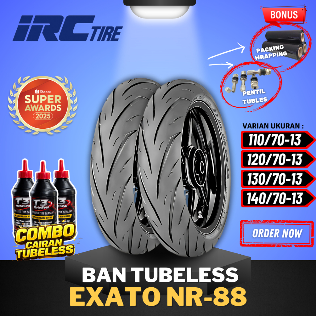 [READY COD] BAN IRC EXATO NR88 TUBELESS ( 110/70-13 - 120/70-13 - 130/70-13 - 140/70-13 ) IRC RING 1