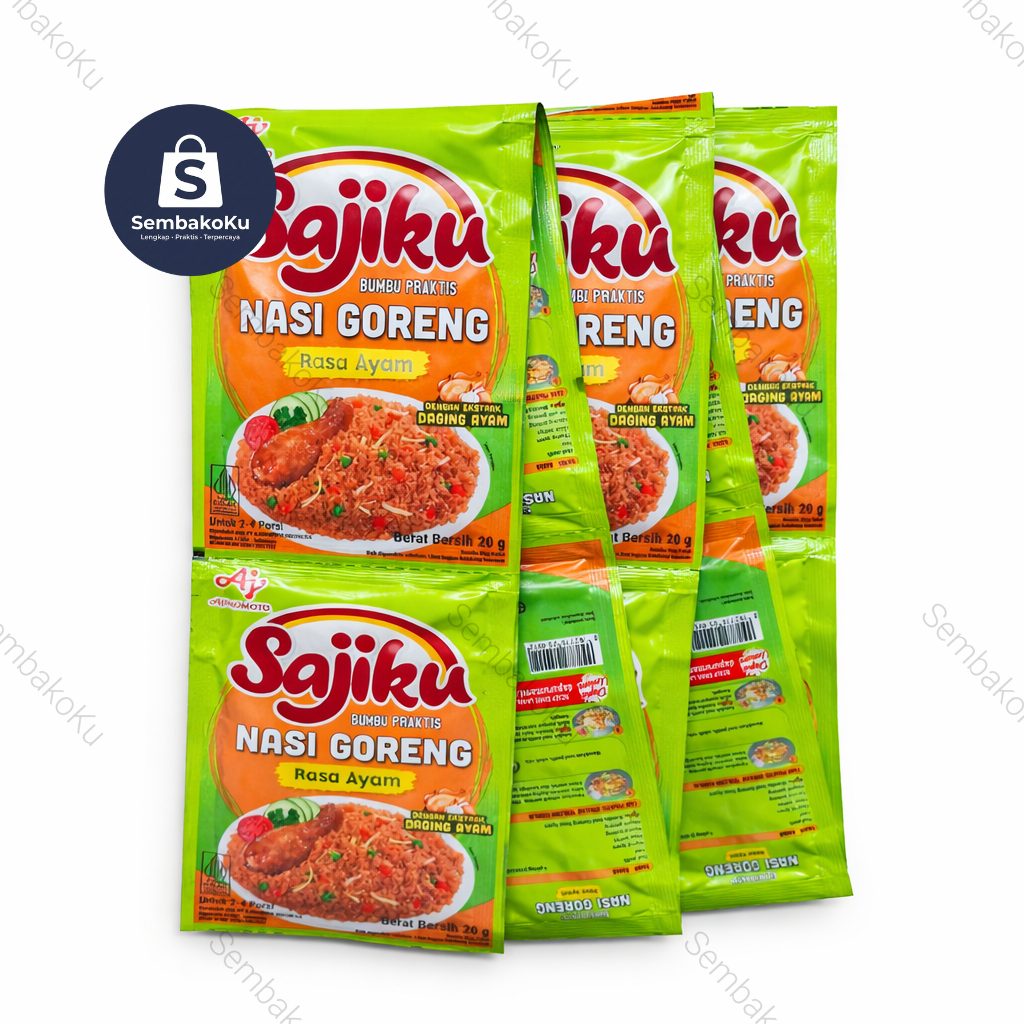 Sajiku Bumbu Nasi Goreng Rasa Ayam 20g - 1 Renceng Isi 10 Sachet - Bumbu Praktis Murah