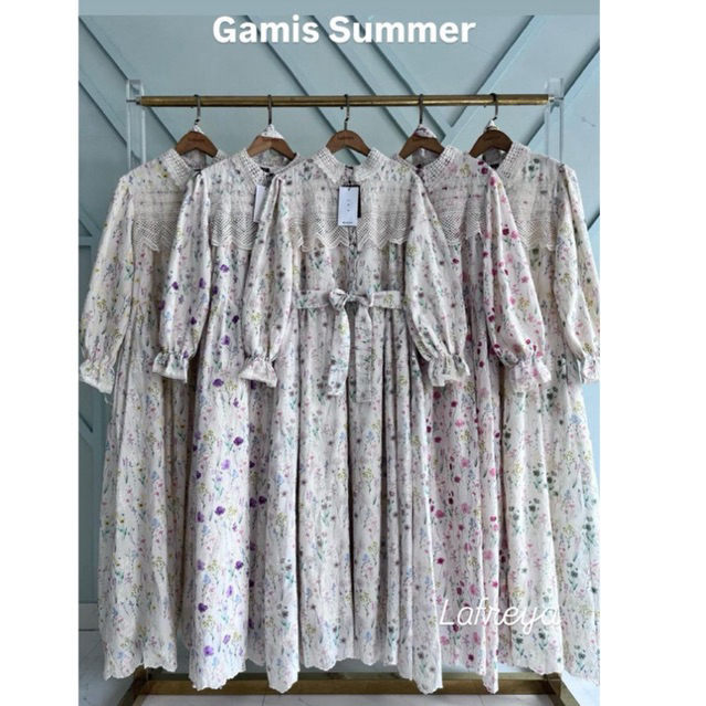 gamis narita,  dress lfy, gamis lafreya, gamis bangkok, gamis putih, white maxi, dress katun bordir,