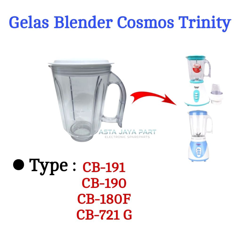 Gelas Blender Cosmos Trinity - Jar Mika Blender Cosmos CB 190 191 180F 721G + Tutup - Sparepart Gela