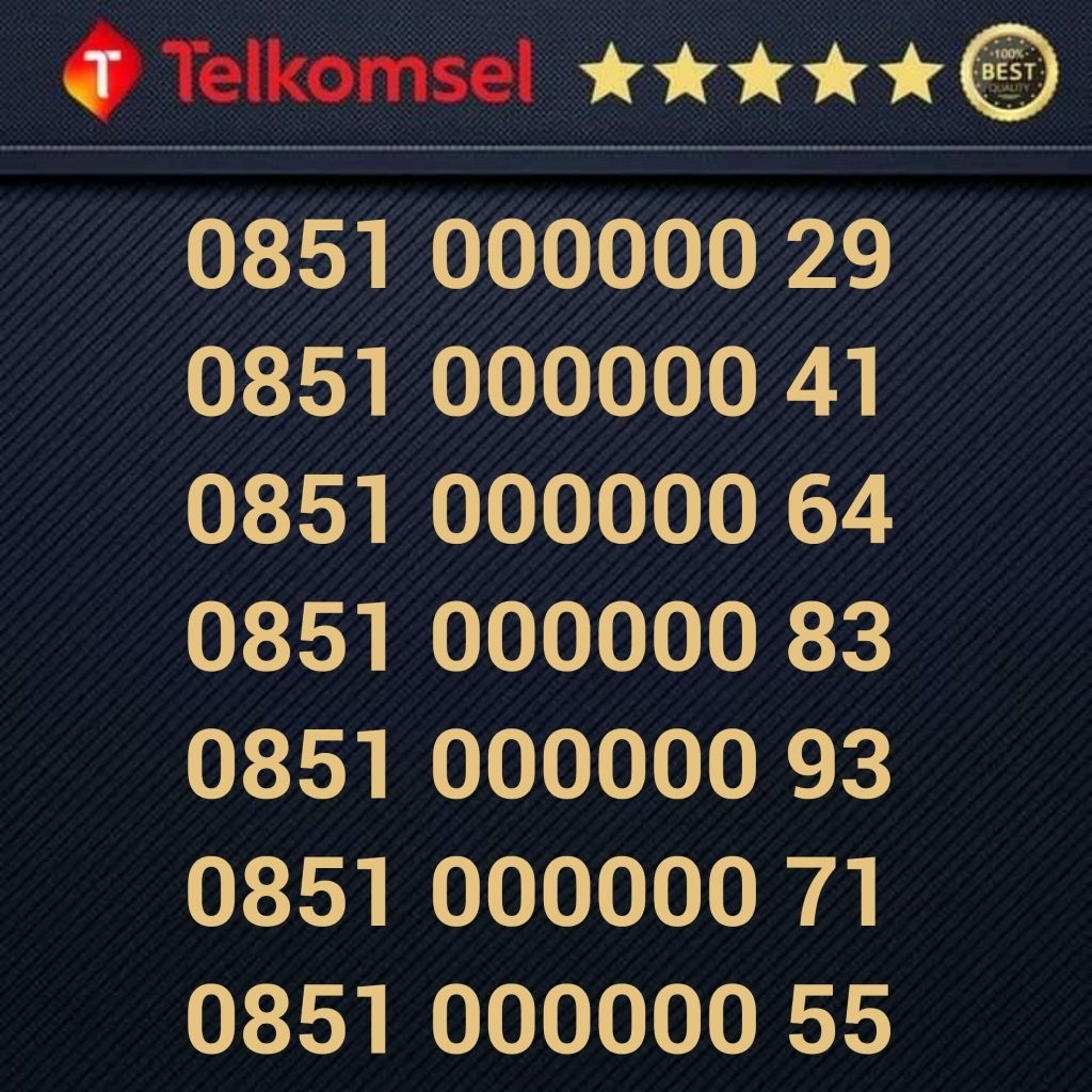 Kartu Perdana Telkomsel Flexi - Nomor Cantik - 0851 000000 29 0851 000000 41 0851 000000 64 0851 000