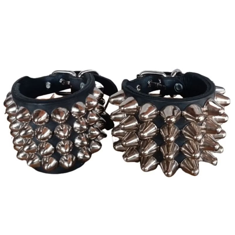 Leather Bracelet/Gelang Punk (4 rows UK studs)