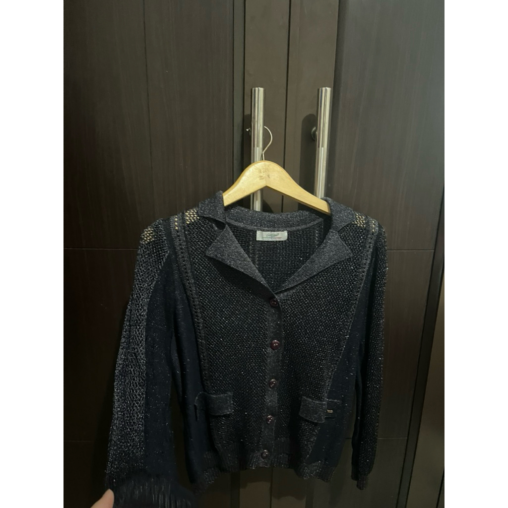 cardigan rajut jaring bling bling crocodile
