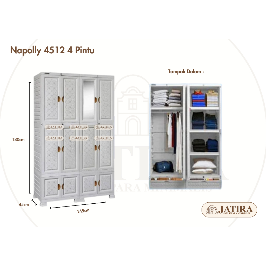 Lemari Pakaian Napolly 4 Pintu | Lemari Pakaian Plastik Napolly 4 Pintu Murah Palembang