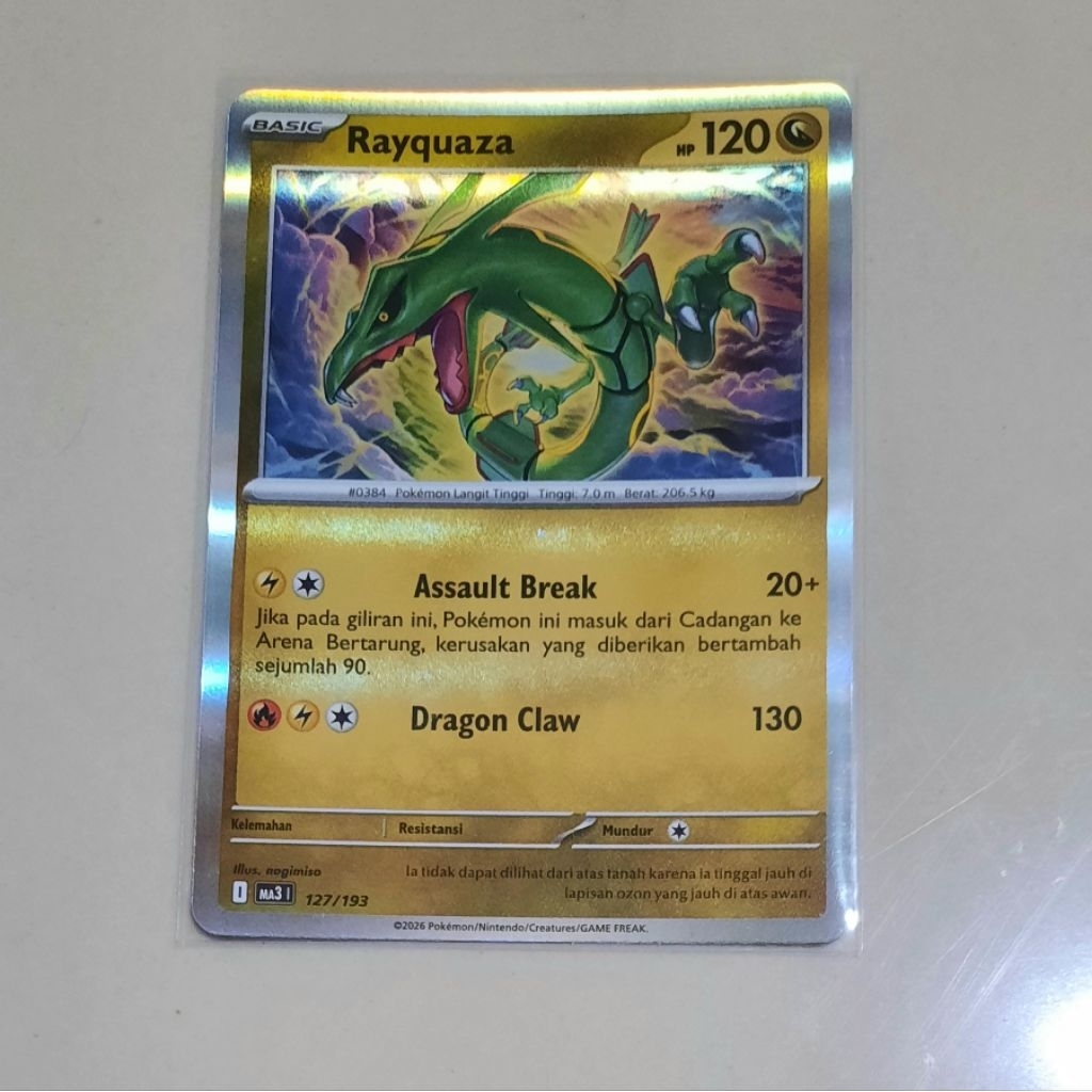 Kartu Pokemon Rayquaza MA3 holo foil bahasa indo tcg