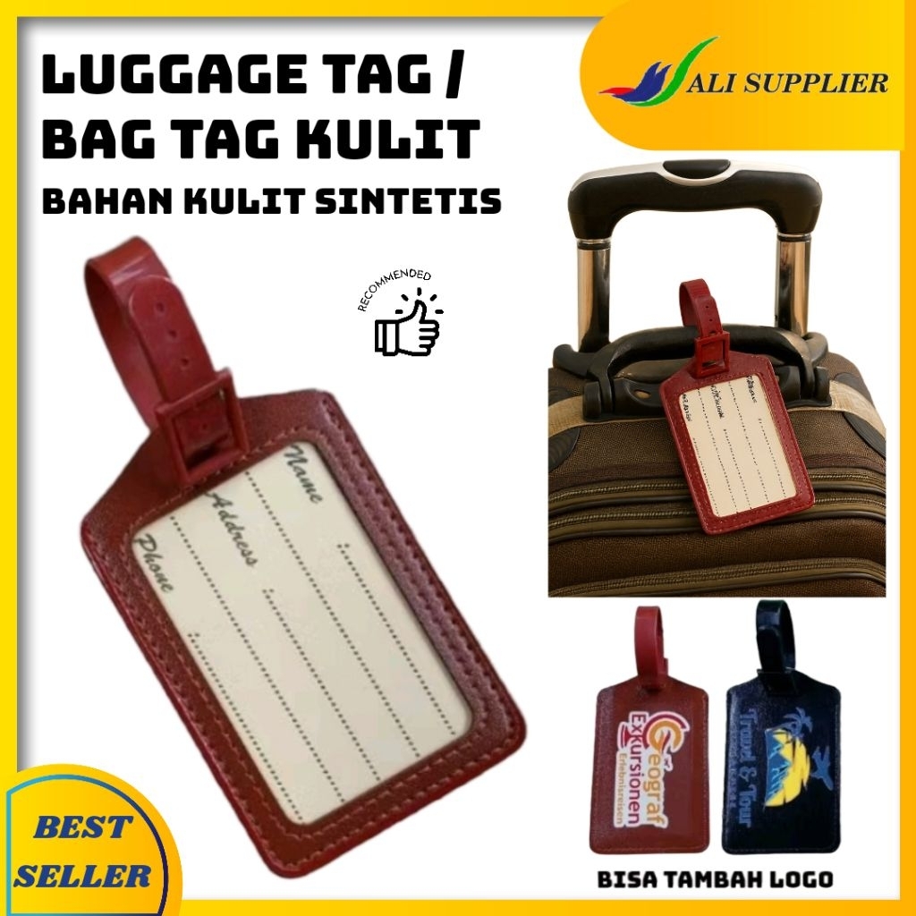 BAG TAG LUGGAGE TAG KULIT SINTETIS GANTUNGAN TAS KULIT SINTETIS / GANTUNGAN TAS KULIT / TAG KOPER / 