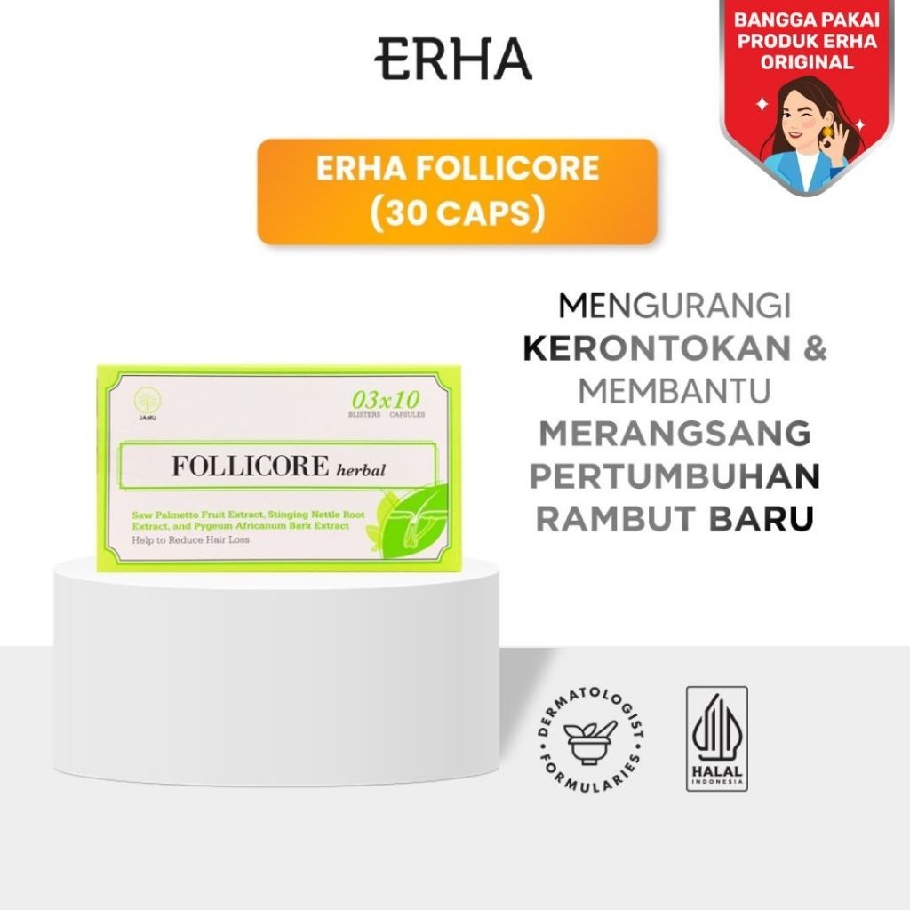 (ORIGINAL) ERHA Follicore 30 Caps | Suplemen Rambut Rontok Anti DHT | DHT Blocker