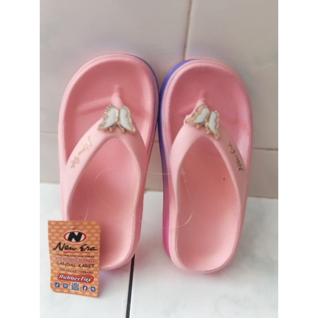 [Terbaru]-Sandal Wedges New Era Kupu-Kupu Wanita – Sandal Jepit Cantik & Empuk