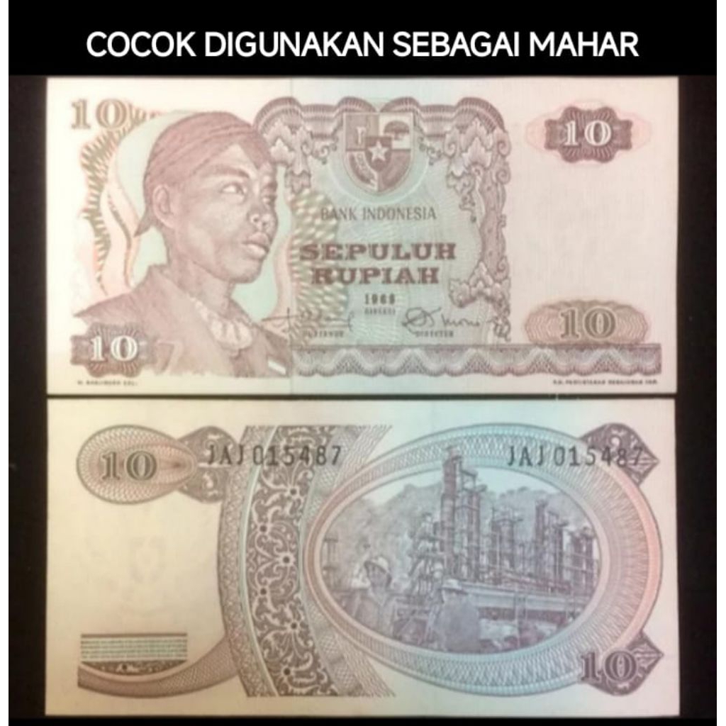 Uang 10 Rupiah Asli Indonesia tahun 1958-1968 Tahun Acak Koin Uang Kertas Rp 10 Sepuluh Seri Soedirm