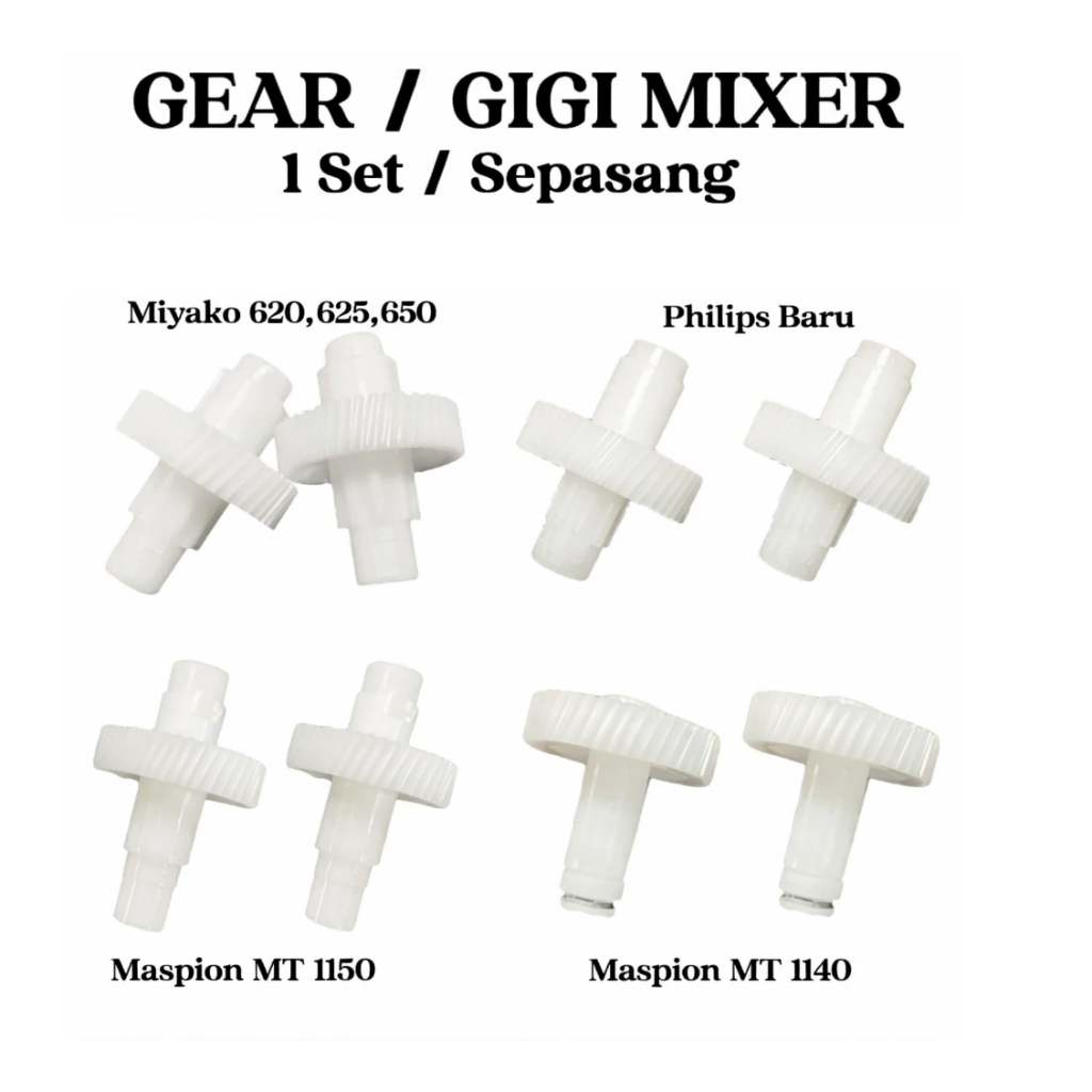 Gear Gigi Mixer Merk Miyako Philips Cosmos Maspion Baru Lama Set Sepasang 2 Pcs / Gear Mixer Set