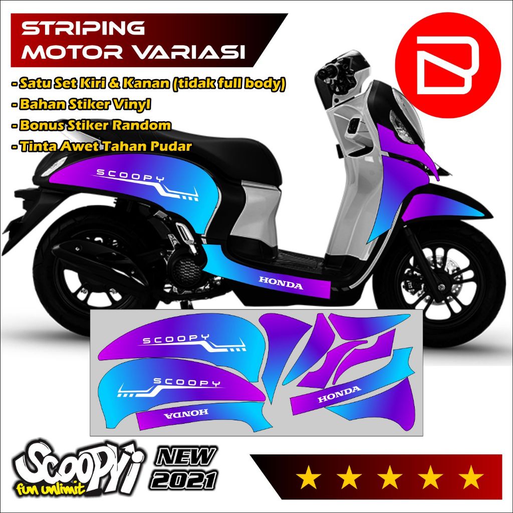 Striping SCOOPY NEW 2021 Keren - Striping SCOOPY NEW 2021 Simpel - Stiker Motor Classic Variasi GRDS
