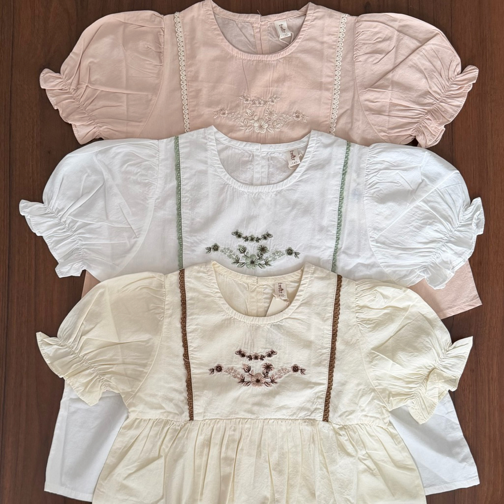 Dina Blouse Baby Doll Bordir Bunga Premium untuk Anak-anak